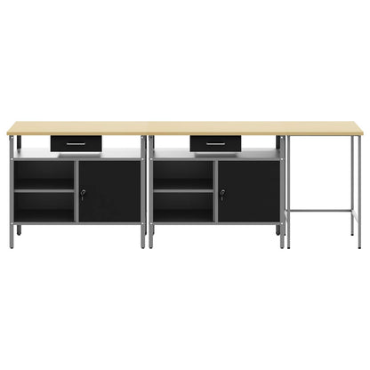 vidaXL Work Bench Set 3 pcs Red and Grey 255 x 55 x 85 cm Steel 6
