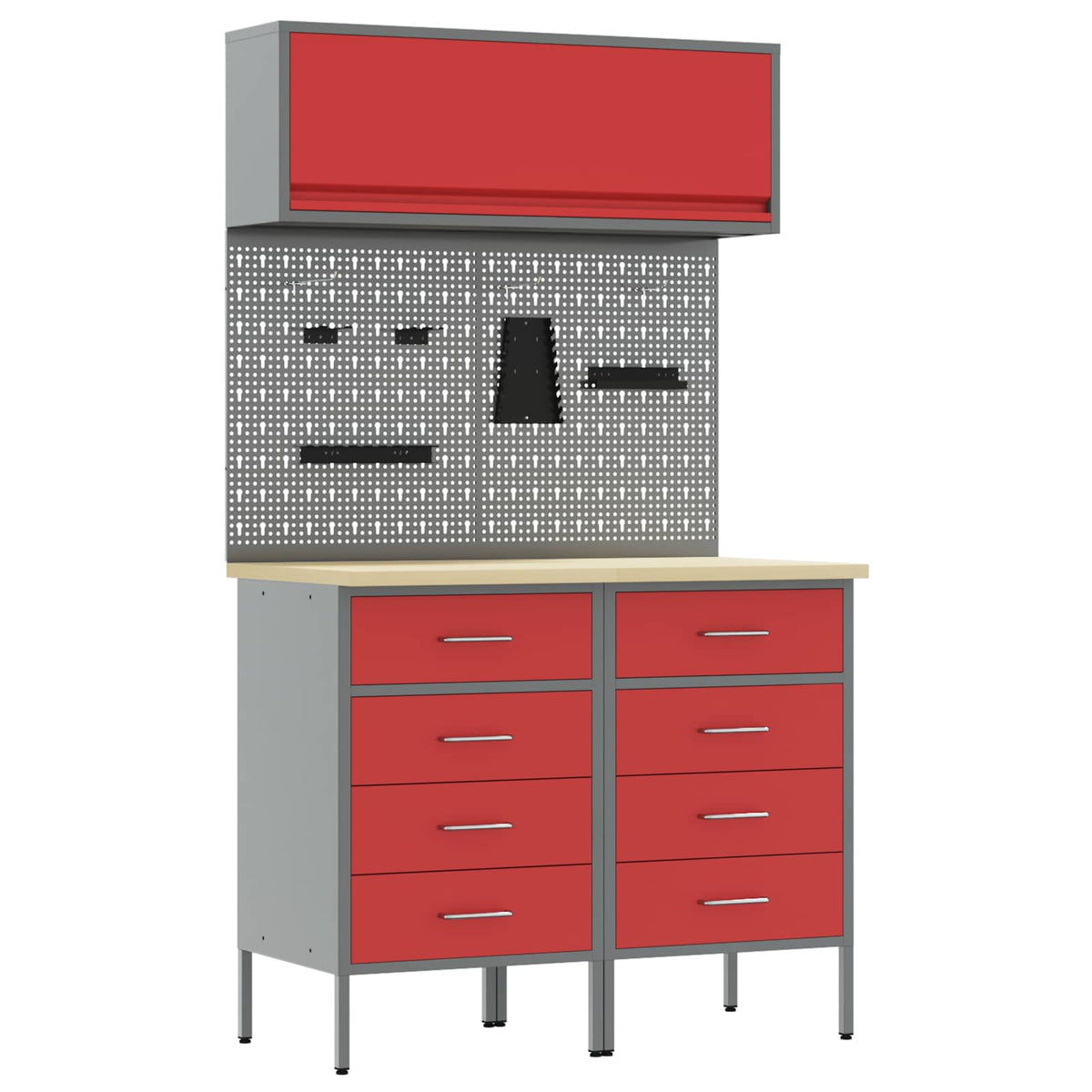 vidaXL Work Cabinet Set with Drawer with Shelf with Storage 5 pcs Red 2