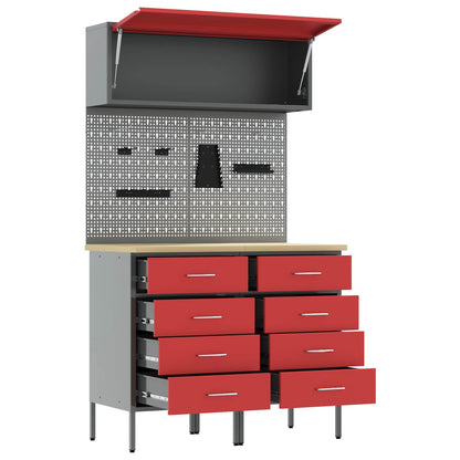 vidaXL Work Cabinet Set with Drawer with Shelf with Storage 5 pcs Red 5