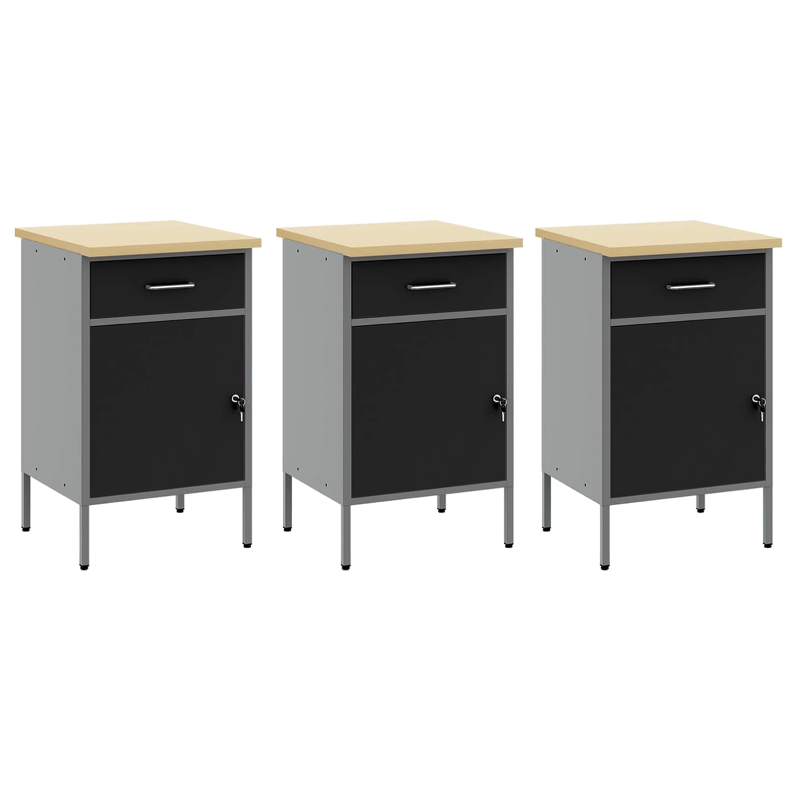 vidaXL Work Cabinet with Drawer 8 pcs Black Engineered Wood and Steel 6