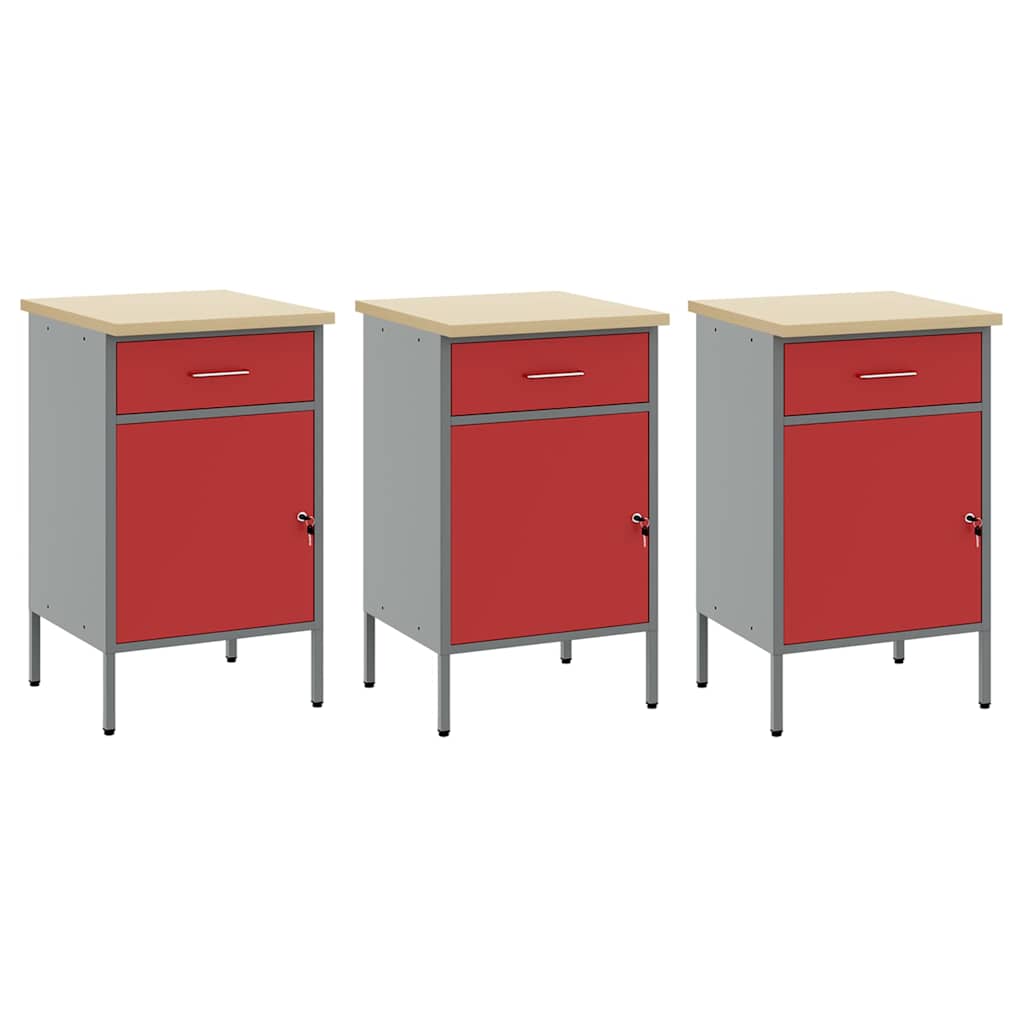 vidaXL Work Cabinet with Drawer 8 pcs Red Engineered Wood and Steel 6