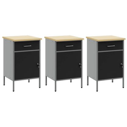 vidaXL Work Cabinet with Drawer 7 pcs Black Engineered Wood and Steel 6