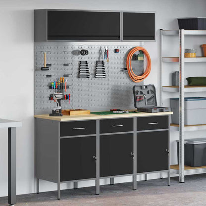 vidaXL Work Cabinet Set with Drawer with Storage Manual 8 pcs Black 1