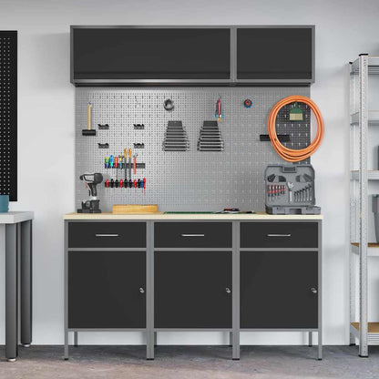 vidaXL Work Cabinet Set with Drawer with Storage Manual 8 pcs Black 4