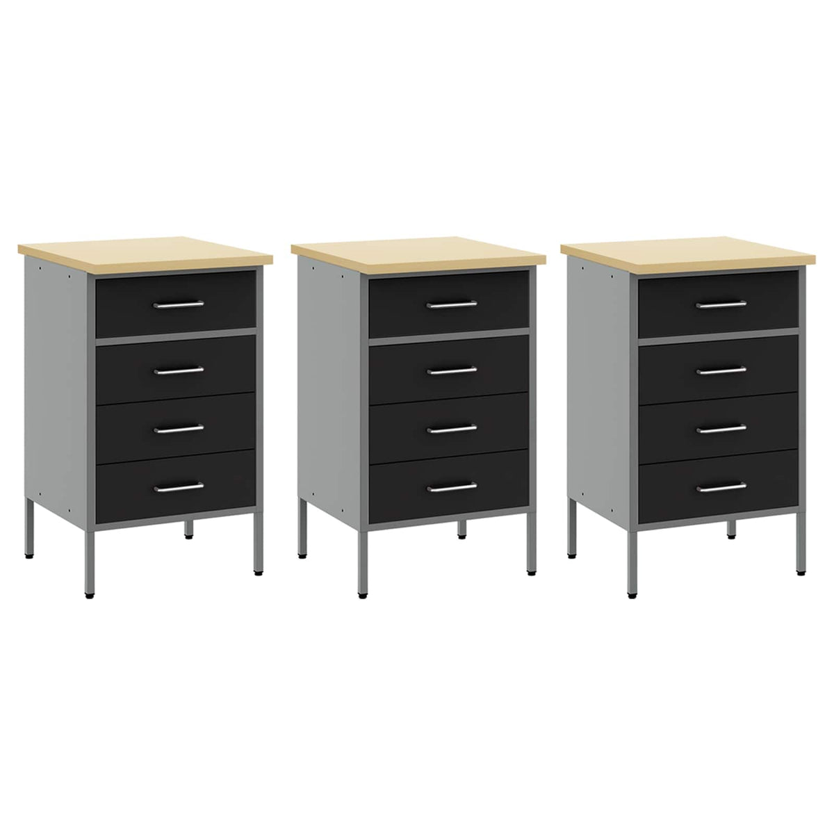 vidaXL Work Cabinet with Drawer 8 pcs Black Engineered Wood and Steel 6