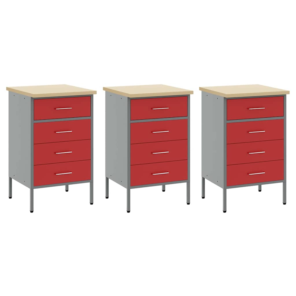 vidaXL Work Cabinet with Drawer 8 pcs Red Engineered Wood and Steel 6