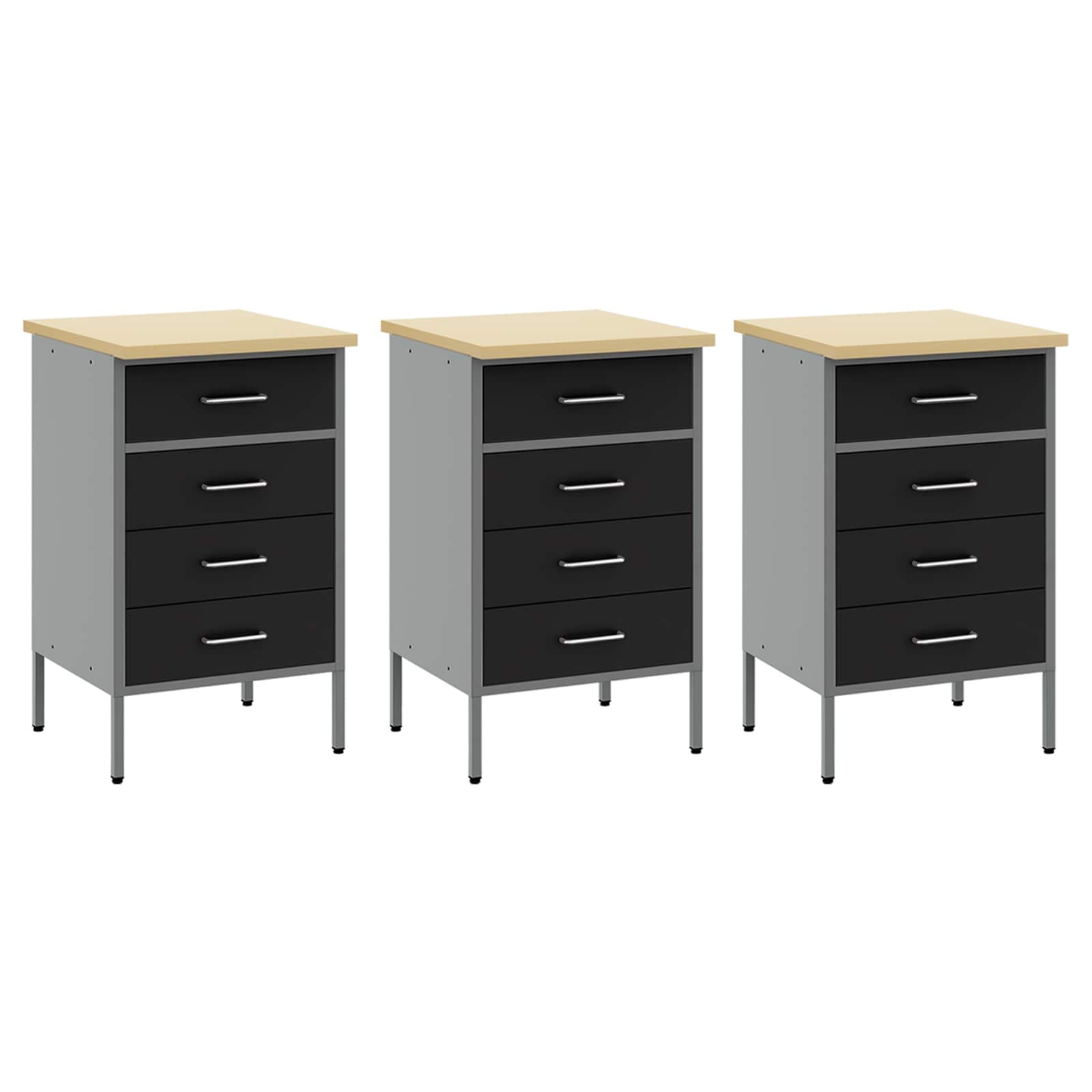vidaXL Work Cabinet with Drawer 7 pcs Black Engineered Wood and Steel 6
