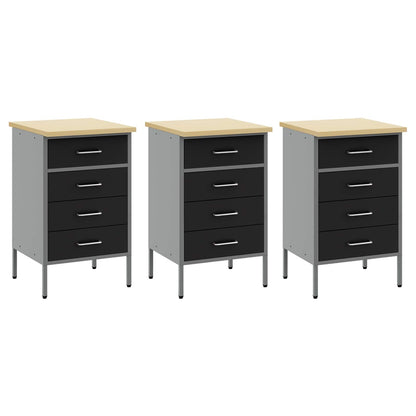 vidaXL Work Cabinet with Drawer 7 pcs Black Engineered Wood and Steel 6