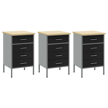 vidaXL Work Cabinet Set 8 pcs Black Steel and Engineered Wood 6