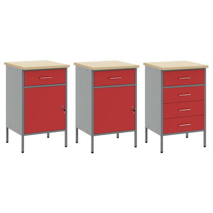 vidaXL Work Cabinet with Drawer 7 pcs Red Engineered Wood and Steel 6