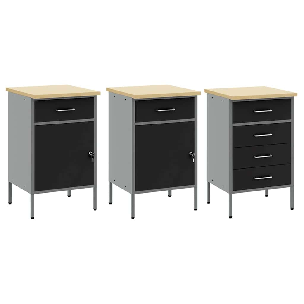 vidaXL Work Cabinet Set 8 pcs Black Steel and Engineered Wood 6