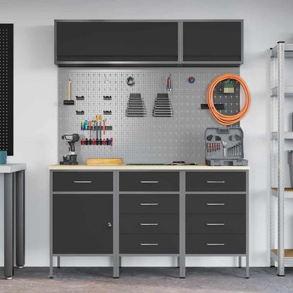 vidaXL Work Cabinet Set 8 pcs Black Steel and Engineered Wood 4