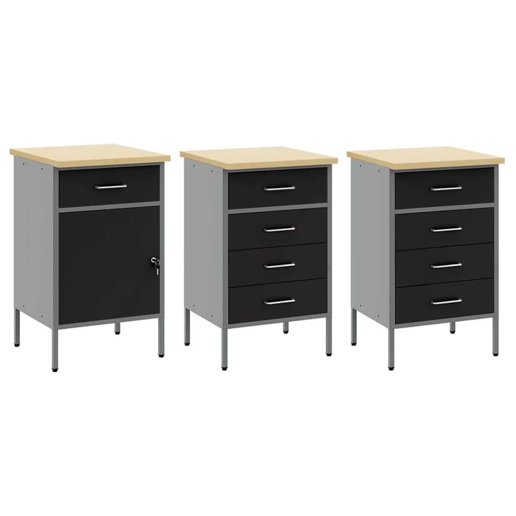 vidaXL Work Cabinet Set 8 pcs Black Steel and Engineered Wood 6