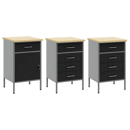 vidaXL Work Cabinet Set 8 pcs Black Steel and Engineered Wood 6