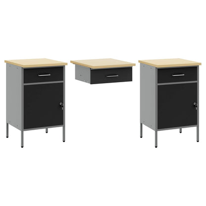 vidaXL Work Cabinet with Drawer 10 pcs Black Engineered Wood and Steel 6