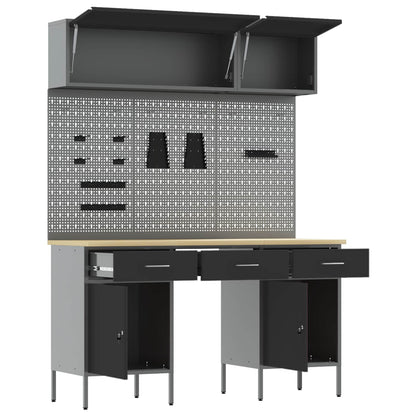 vidaXL Work Cabinet Set with Drawer with Shelf Manual 8 pcs Black 5