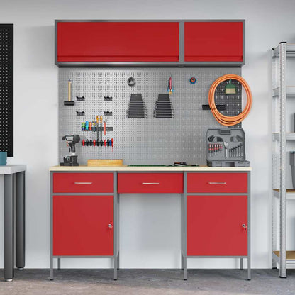 vidaXL Work Cabinet Set with Drawer with Storage Manual 8 pcs Red 4