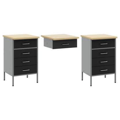 vidaXL Work Cabinet with Drawer 8 pcs Black Engineered Wood and Steel 6
