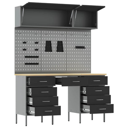 vidaXL Work Cabinet Set with Drawer with Storage Manual 8 pcs Black 5