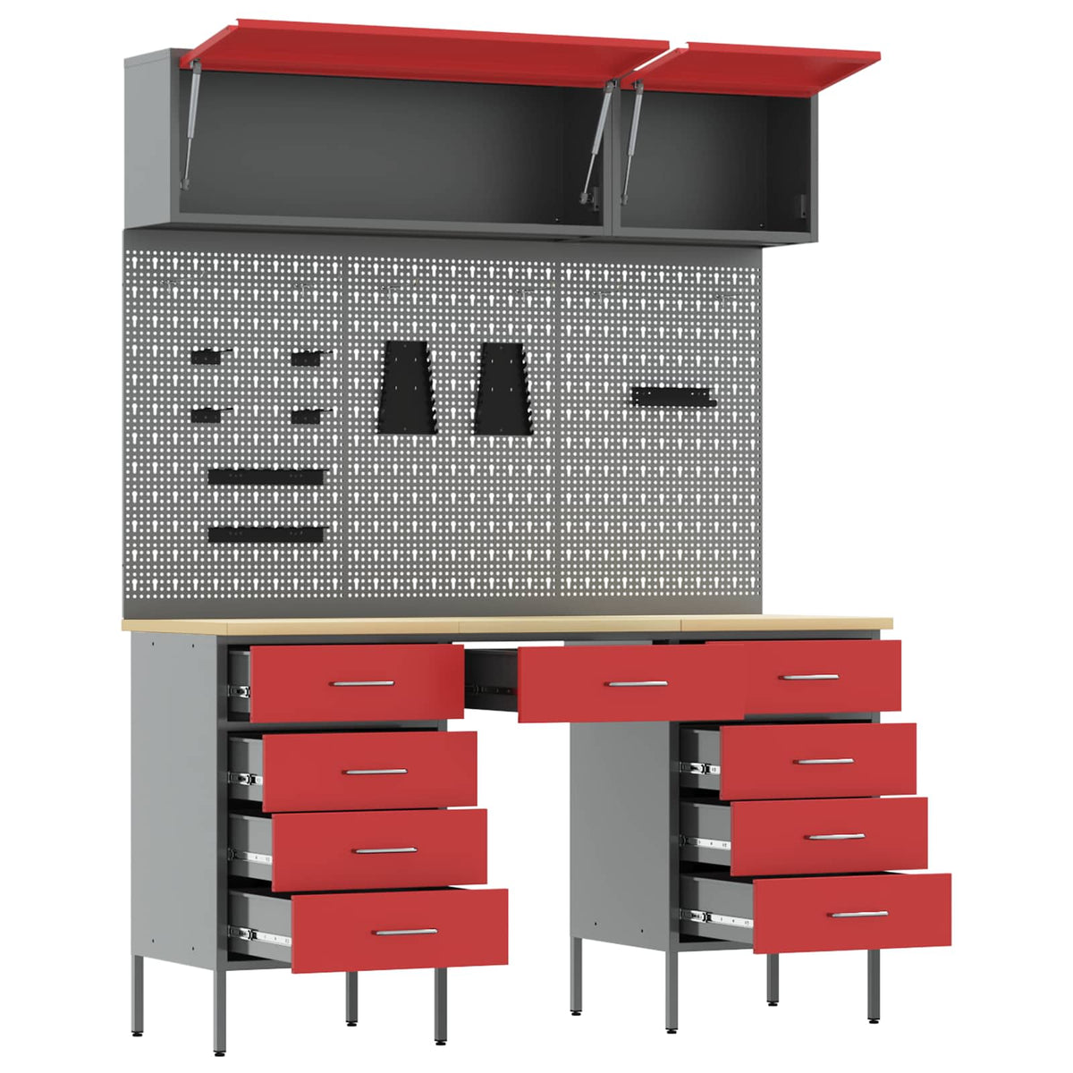 vidaXL Work Cabinet Set with Drawer with Storage Manual 8 pcs Red 5