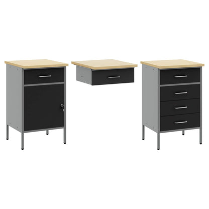 vidaXL Work Cabinet with Drawer 8 pcs Black Engineered Wood and Steel 6