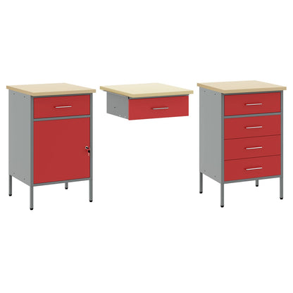 vidaXL Work Cabinet with Drawer 8 pcs Red Engineered Wood and Steel 6