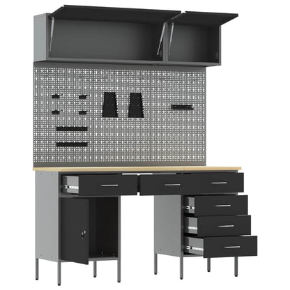 vidaXL Work Cabinet Set with Drawer with Storage Manual 8 pcs Black 5