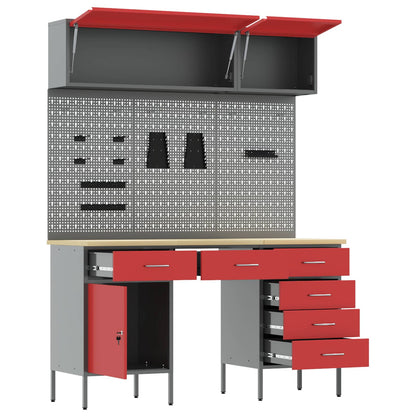 vidaXL Work Cabinet Set with Drawer with Storage Manual 8 pcs Red 5