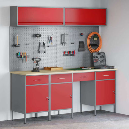 vidaXL Work Cabinet Set with Drawer with Storage Manual 10 pcs Red 1