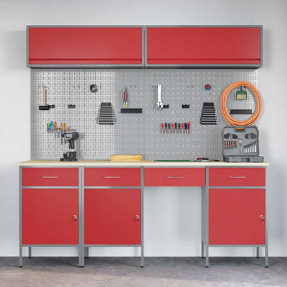 vidaXL Work Cabinet Set with Drawer with Storage Manual 10 pcs Red 4