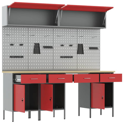 vidaXL Work Cabinet Set with Drawer with Storage Manual 10 pcs Red 5