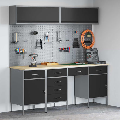 vidaXL Work Cabinet Set with Drawer with Storage Manual 10 pcs Black 1