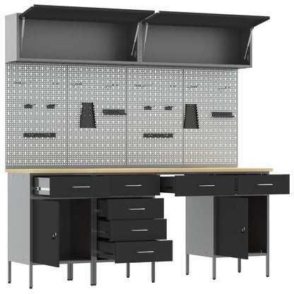 vidaXL Work Cabinet Set with Drawer with Storage Manual 10 pcs Black 5