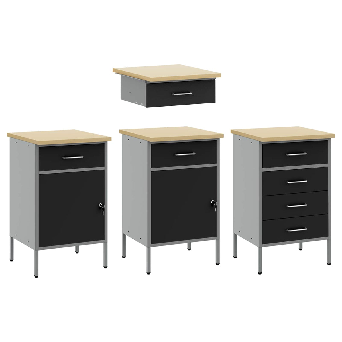 vidaXL Work Cabinet Set with Drawer with Storage Manual 10 pcs Black 6