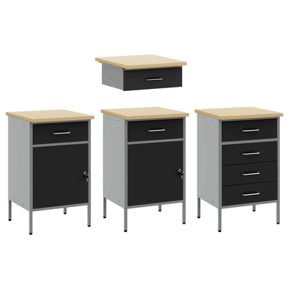 vidaXL Work Cabinet Set with Drawer with Storage Manual 10 pcs Black 6
