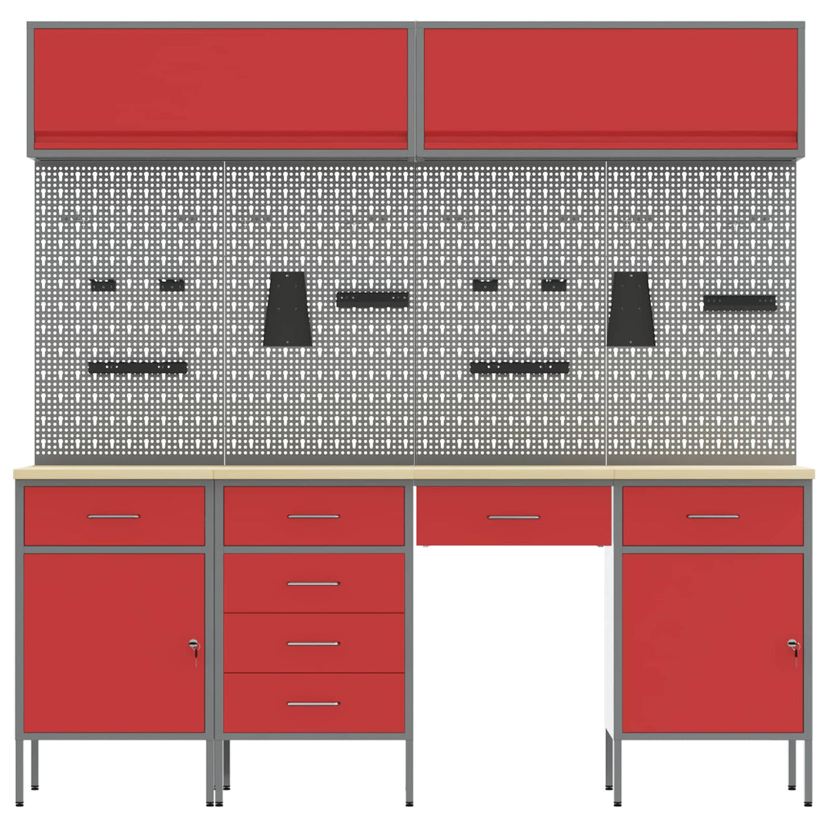 vidaXL Work Cabinet Set with Drawer with Storage Manual 10 pcs Red 3