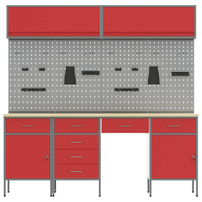 vidaXL Work Cabinet Set with Drawer with Storage Manual 10 pcs Red 3
