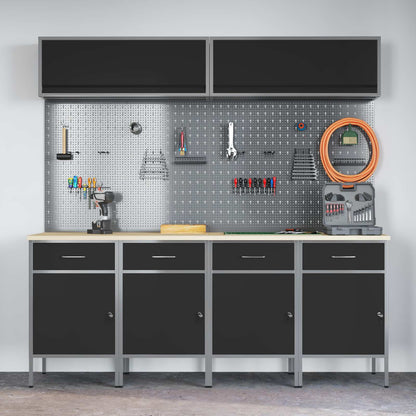 vidaXL Work Cabinet Set with Drawer with Storage Manual 10 pcs Black 4