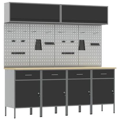 vidaXL Work Cabinet Set with Drawer with Storage Manual 10 pcs Black 2