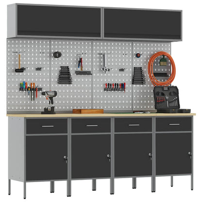 vidaXL Work Cabinet Set with Drawer with Storage Manual 10 pcs Black 3
