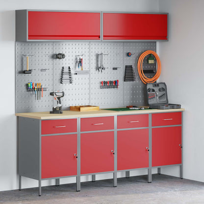 vidaXL Work Cabinet Set with Drawer with Storage Manual 10 pcs Red 1