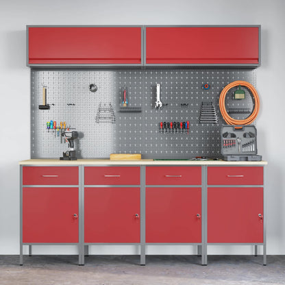 vidaXL Work Cabinet Set with Drawer with Storage Manual 10 pcs Red 4