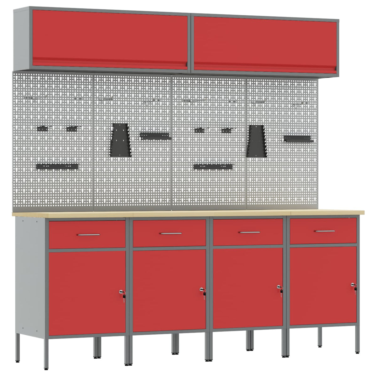 vidaXL Work Cabinet Set with Drawer with Storage Manual 10 pcs Red 2