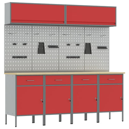 vidaXL Work Cabinet Set with Drawer with Storage Manual 10 pcs Red 2