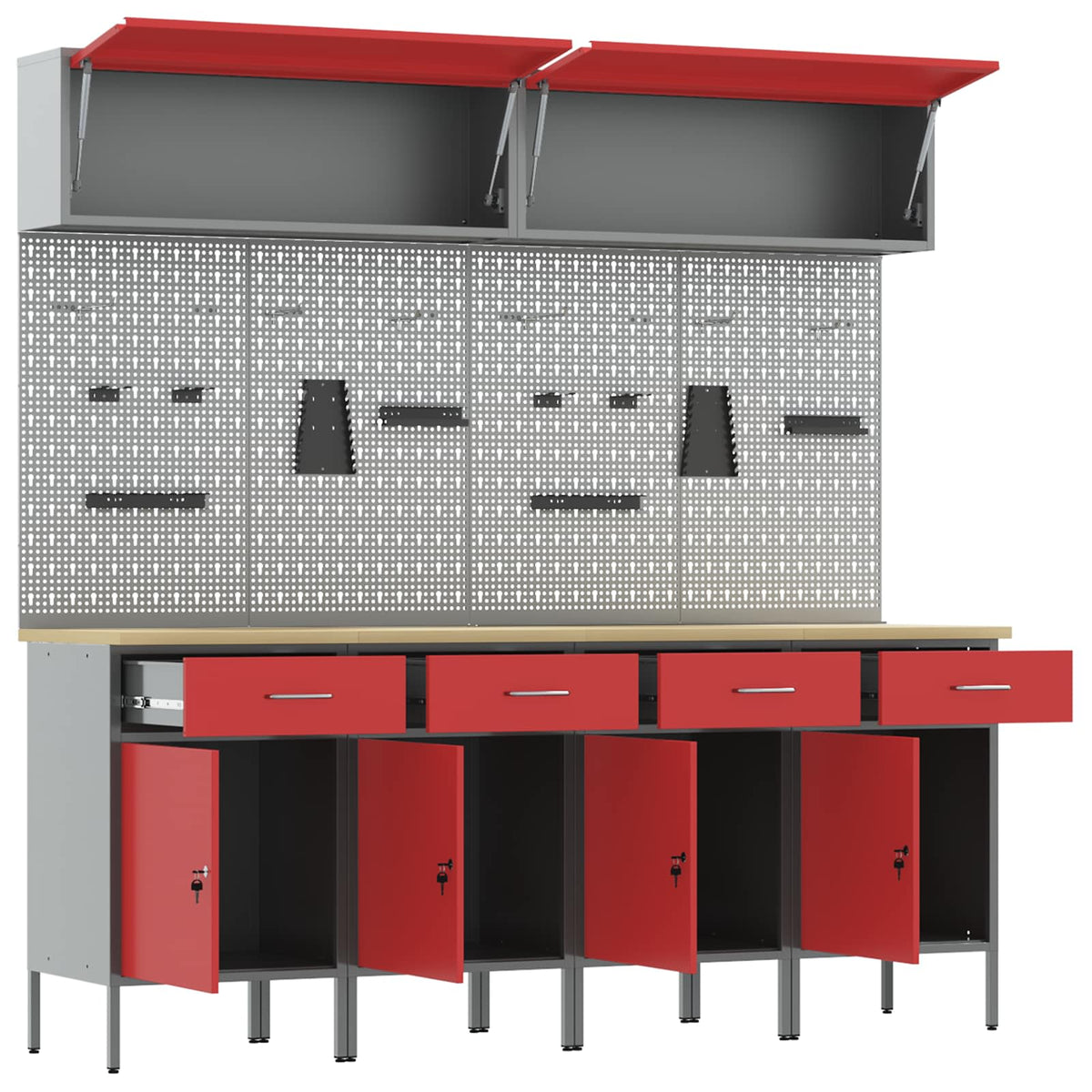 vidaXL Work Cabinet Set with Drawer with Storage Manual 10 pcs Red 5