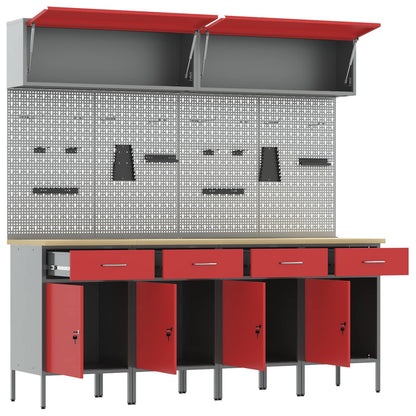vidaXL Work Cabinet Set with Drawer with Storage Manual 10 pcs Red 5