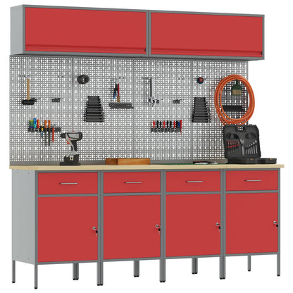 vidaXL Work Cabinet Set with Drawer with Storage Manual 10 pcs Red 3