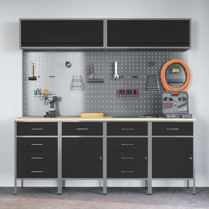 vidaXL Work Cabinet Set 10 pcs Black Steel and Engineered Wood 4