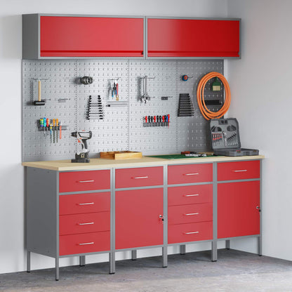 vidaXL Work Cabinet Set with Drawer with Storage Manual 10 pcs Red 1