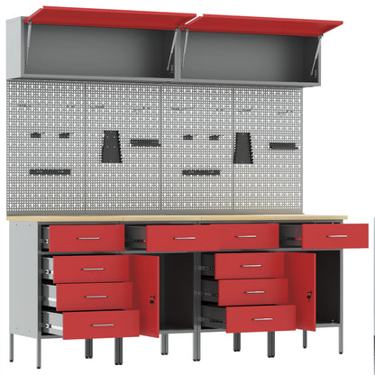 vidaXL Work Cabinet Set with Drawer with Storage Manual 10 pcs Red 5